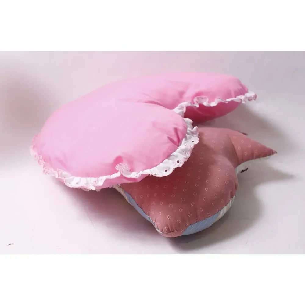 1980s Cute Vintage Hand Sewn Cat and Pink Heart Throw Pillow Lot